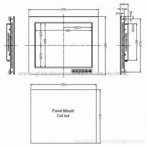 15-inch Industrial LCD PC Monitor,Touchscreen, Sunlight Readable, VESA & Panel Mount, OEM/ODM
